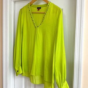 Vince Camuto Lime Studded Top, Size Medium